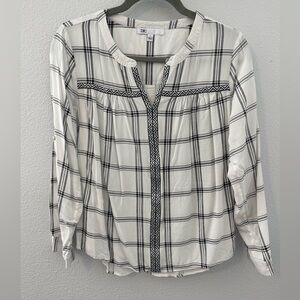 DR2 Women's Plaid Blouse - White and Black